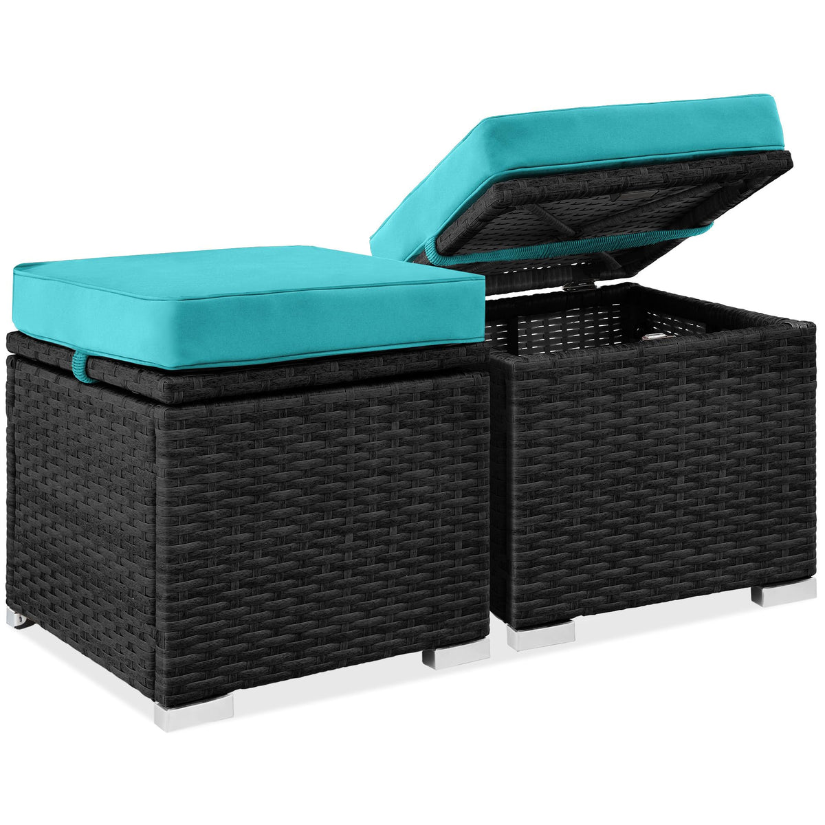 Set of 2 Wicker Ottomans with Storage R550