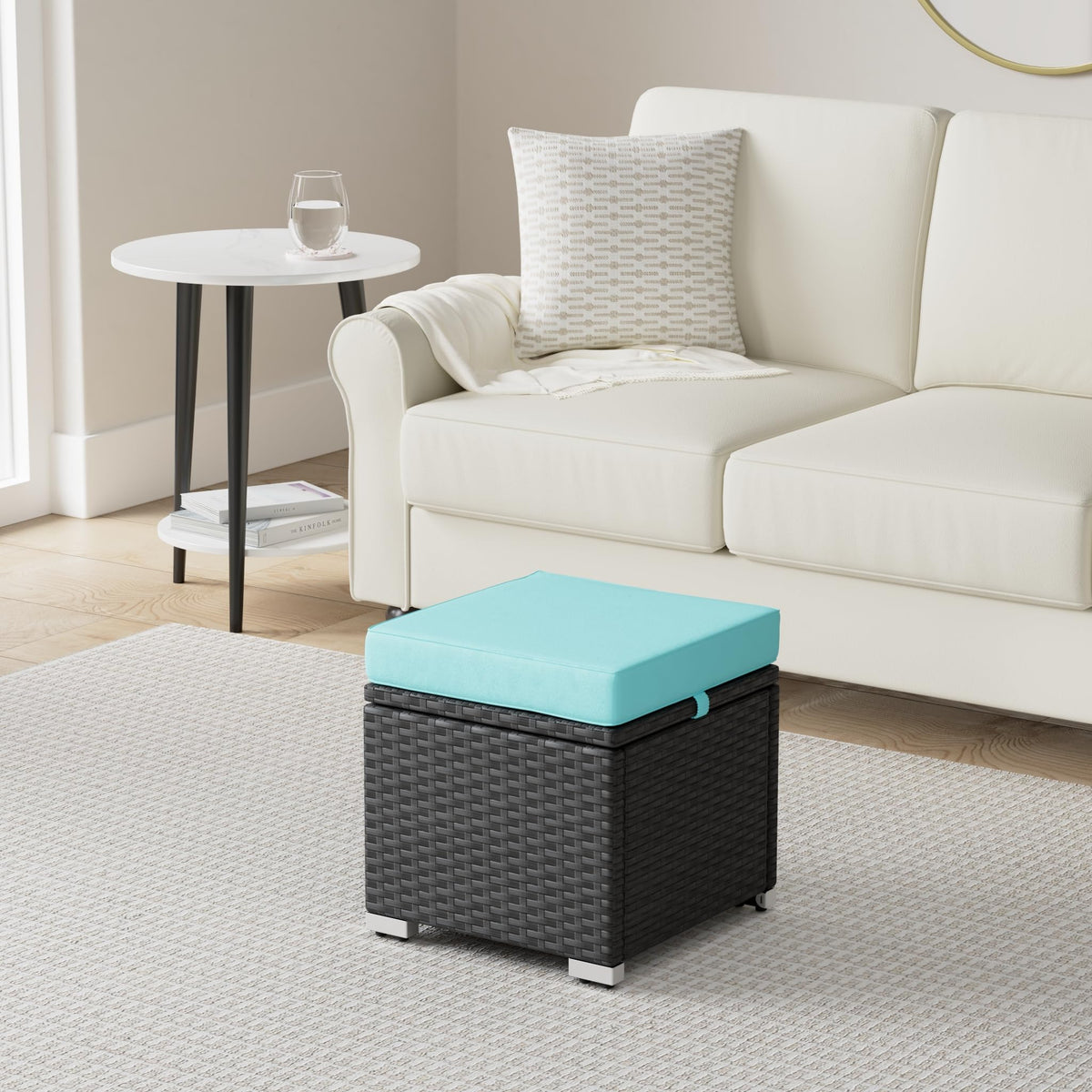 Set of 2 Wicker Ottomans with Storage R550