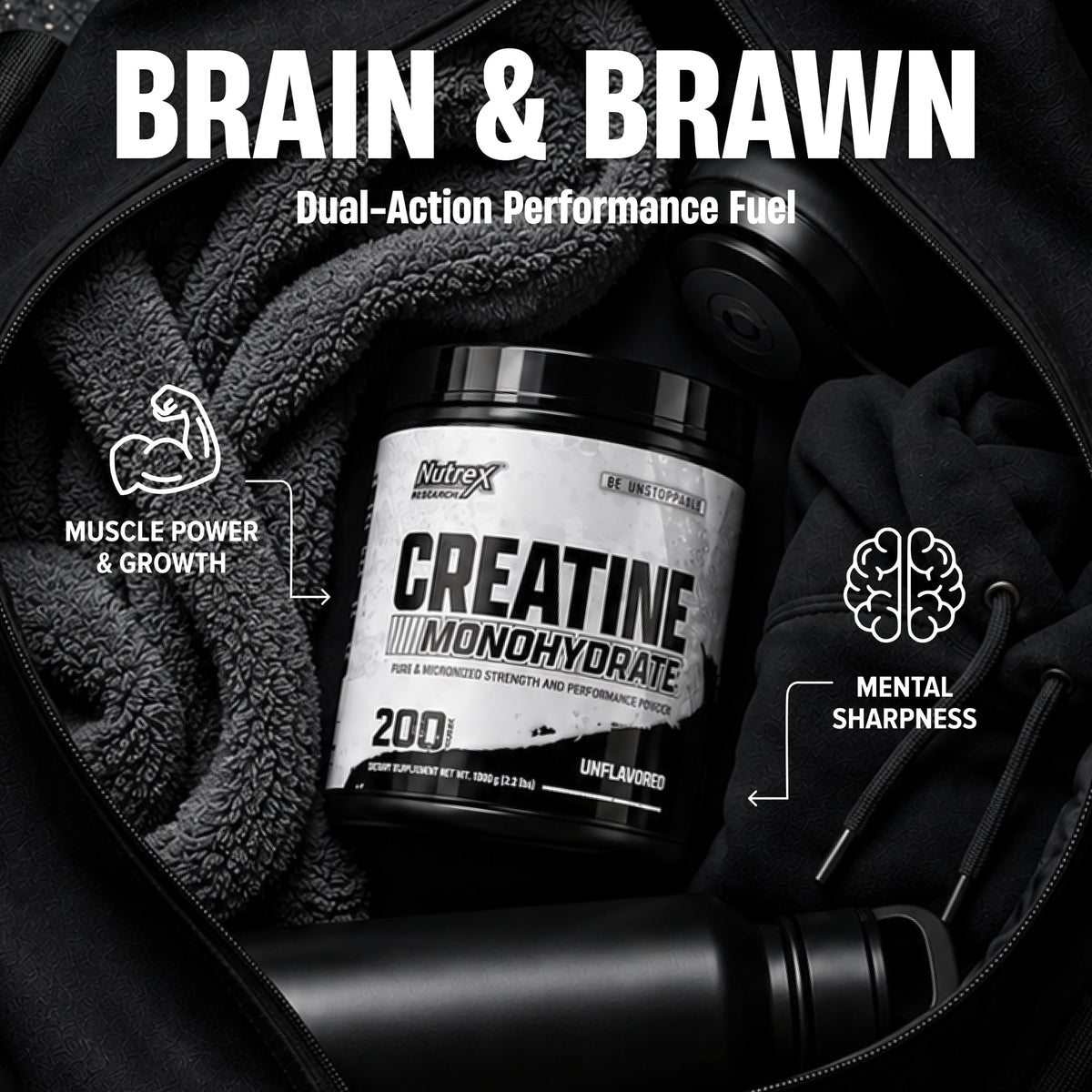 Micronized Creatine Monohydrate Powder 200 Servings 1KG Unflavored V266
