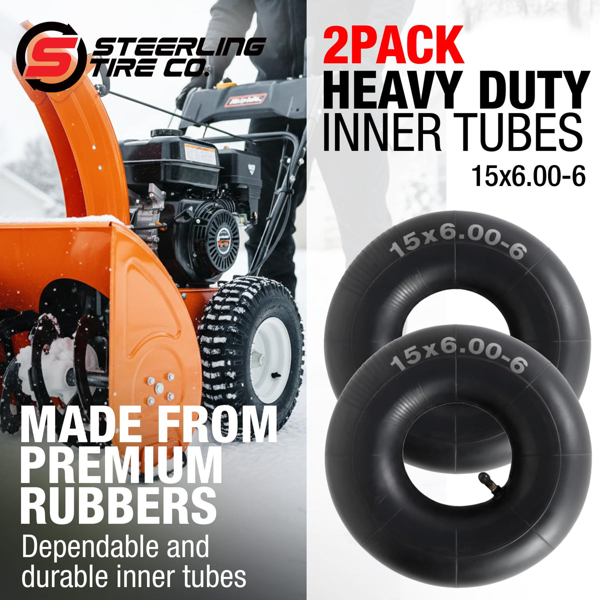 15x6.00-6" Inner Tubes, 2 Pack with TR-13 Straight Valve Stem J769