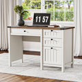 White Desk with Outlets & File Drawer C42962