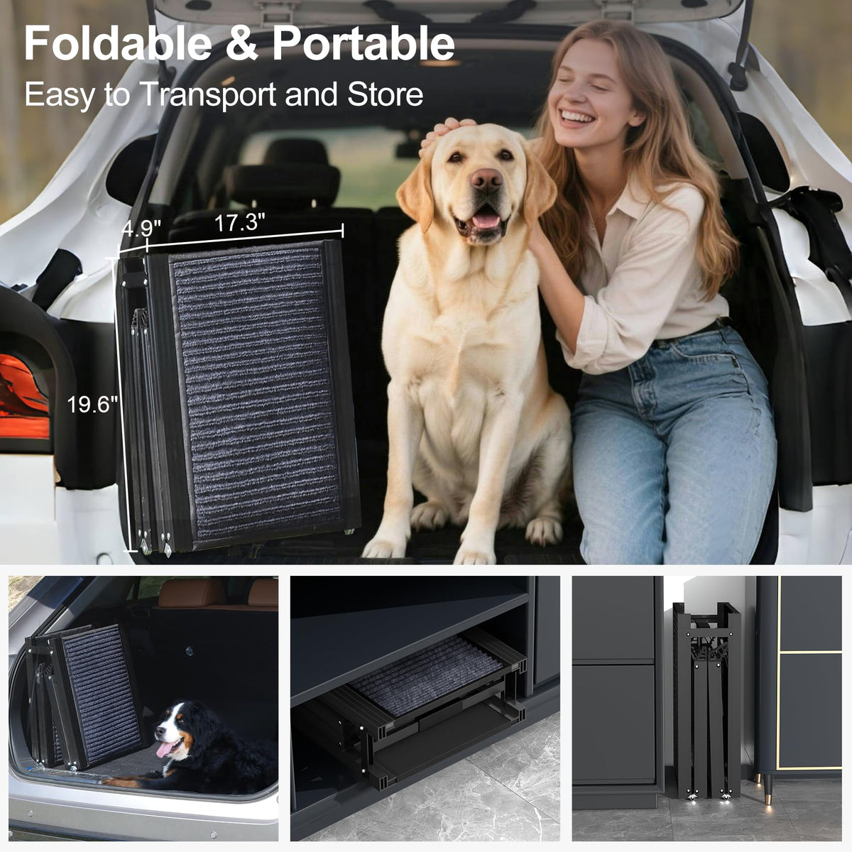 63" L × 17" W Lightweight Foldable Dog Ramp F951