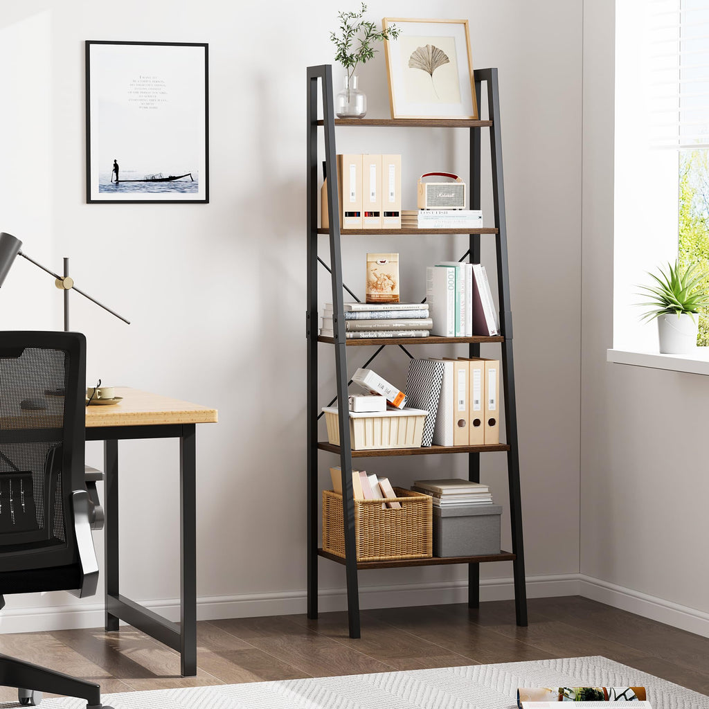 5-Tier Ladder Bookshelf with Metal Frame L950