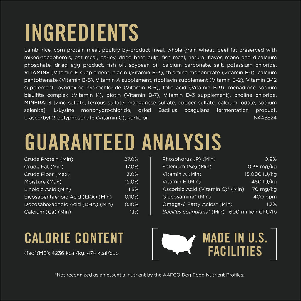 High Protein Small Bites Lamb & Rice Dog Food 37.5 Pound Y2850