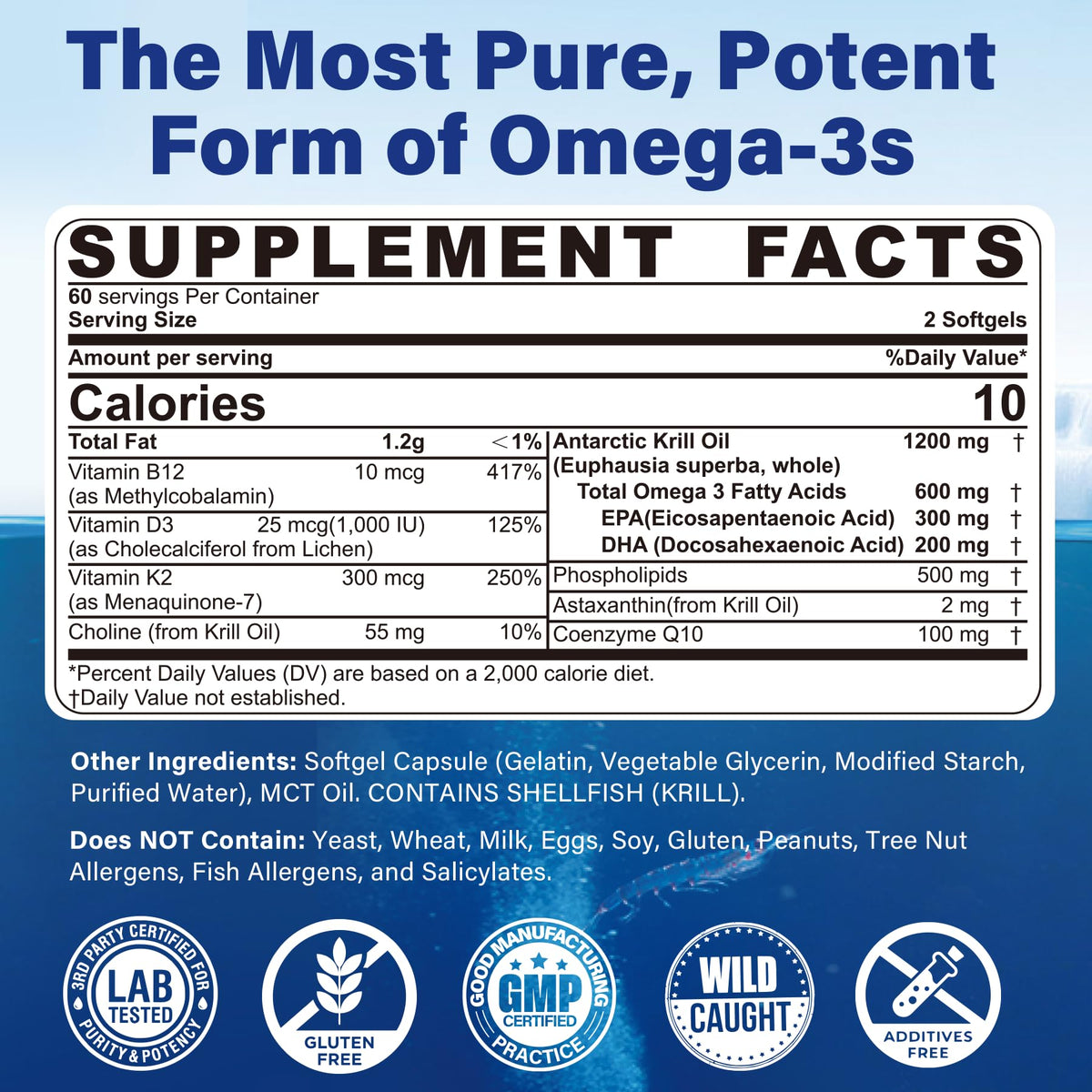 Krill Oil Omega 3 Supplements 1200 mg Y5125