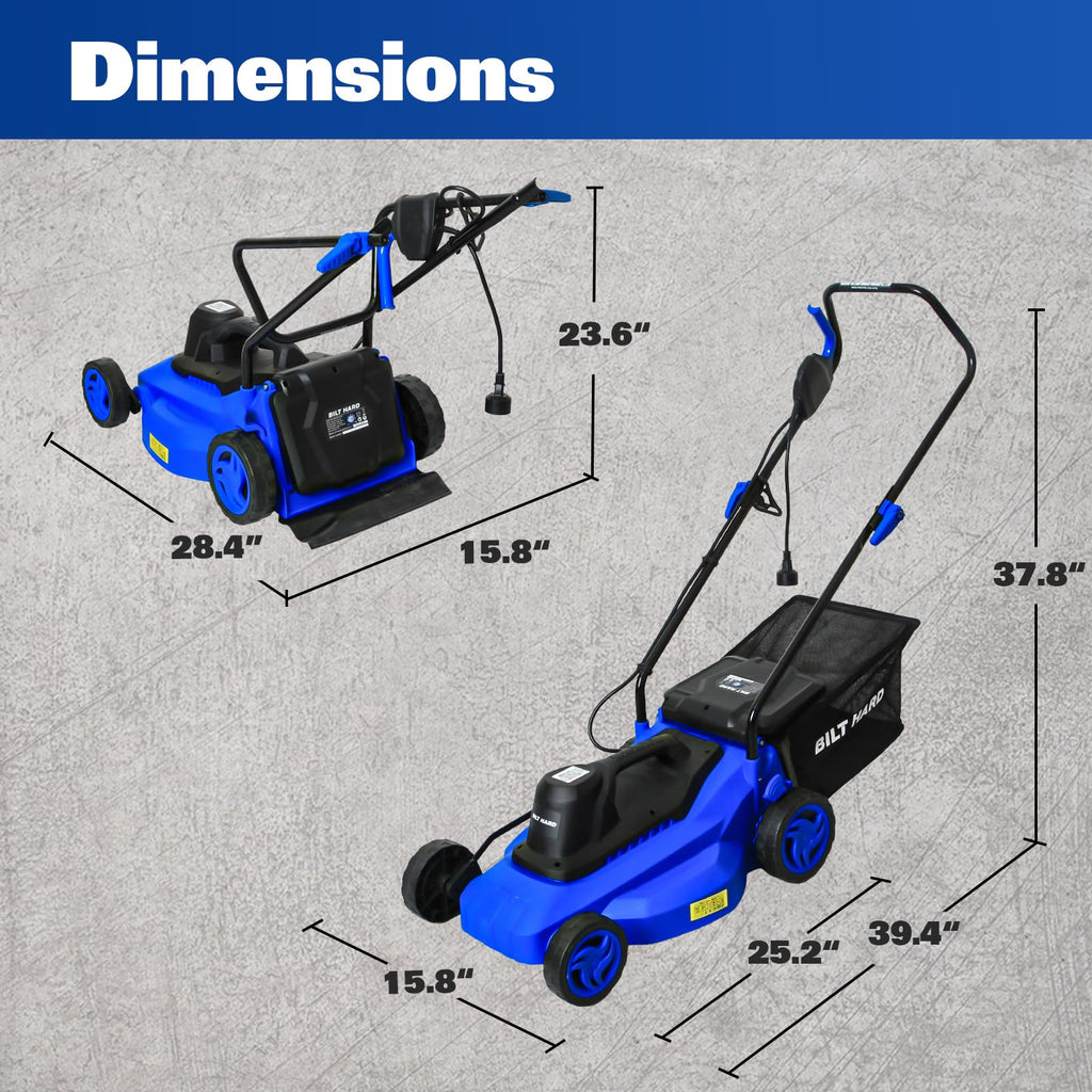 15" Corded Electric Push Mower with 35L Grass Bag O960848