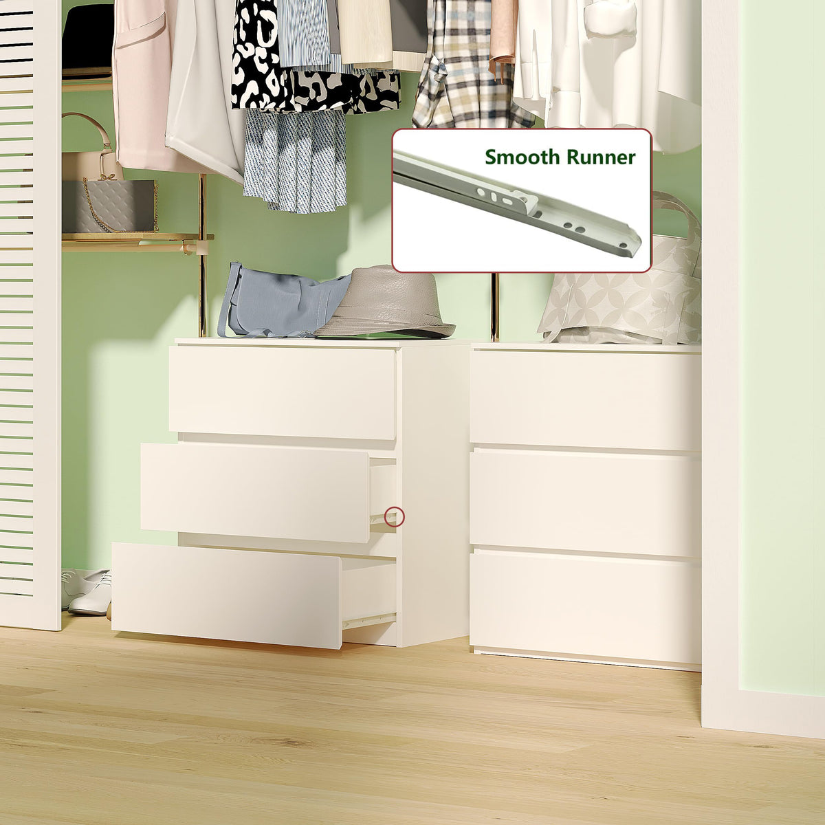 White 3 Drawer Wood Dresser T53120
