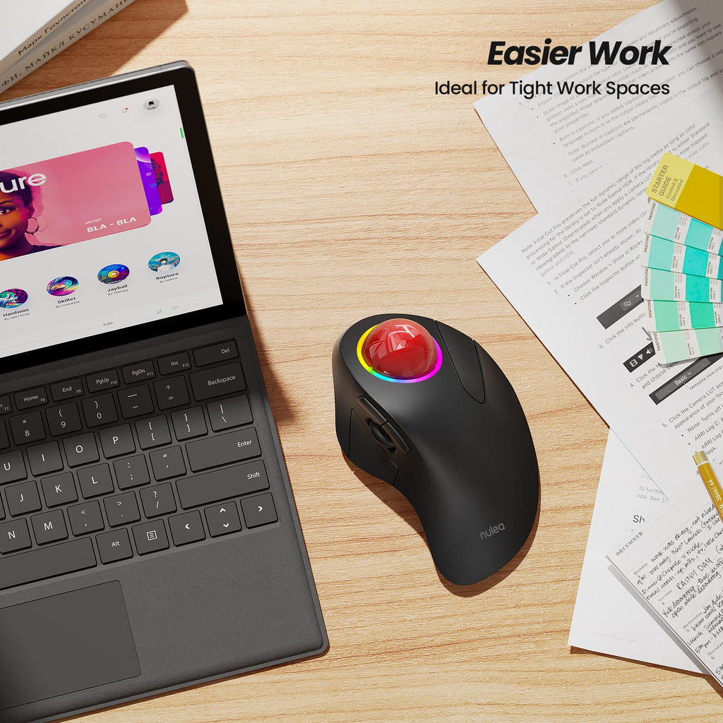 Wireless Ergonomic RGB Trackball Mouse F942552