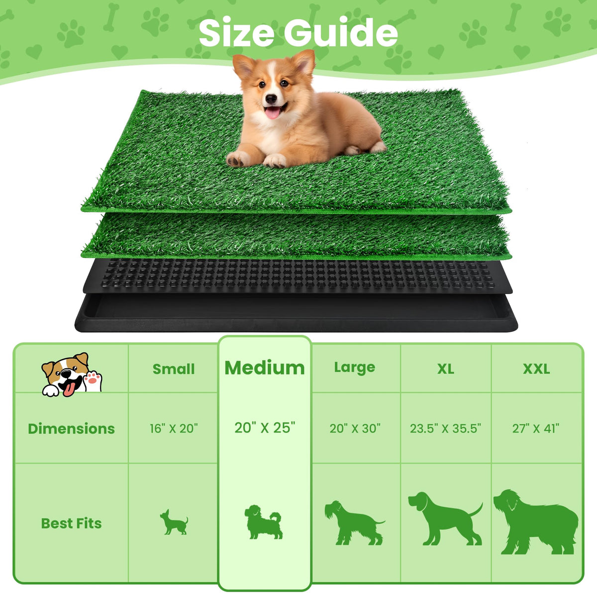 20x25 Inch Reusable Artificial Turf Dog Grass Pad with Tray B566