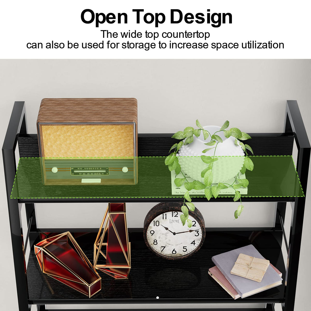 Black 5 Shelf Wood and Metal Bookshelf S347