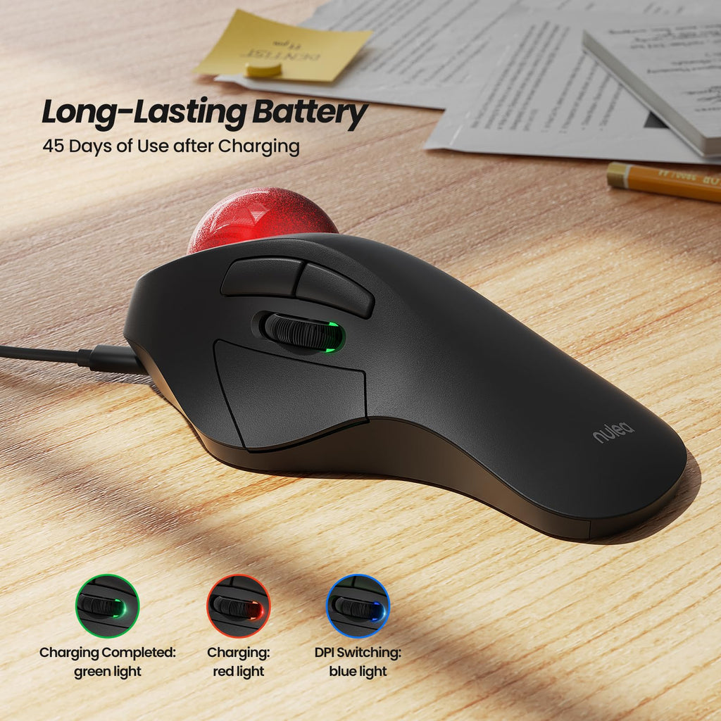 Wireless Ergonomic RGB Trackball Mouse F942552