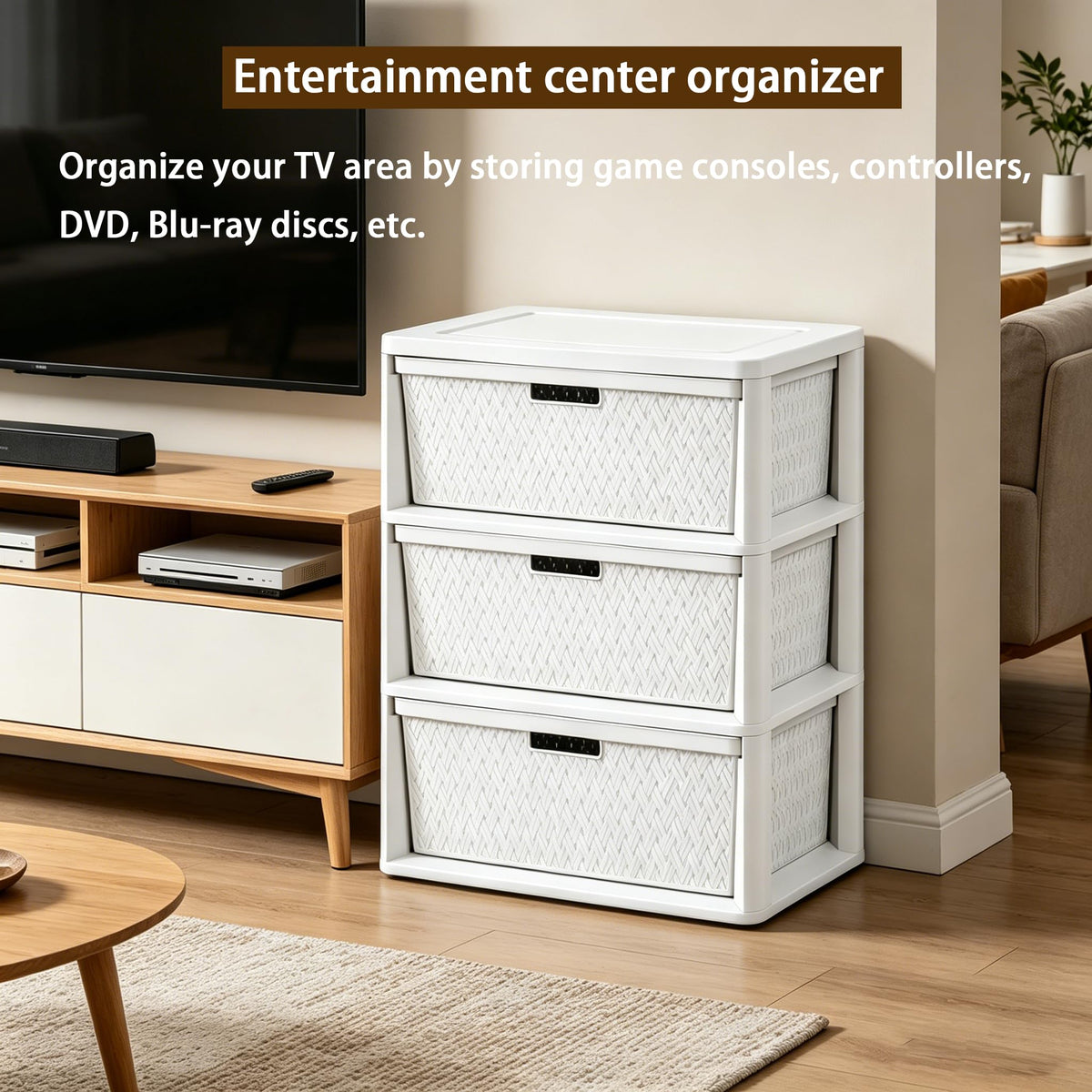White 3 Drawer Plastic Storage Organizer W90321