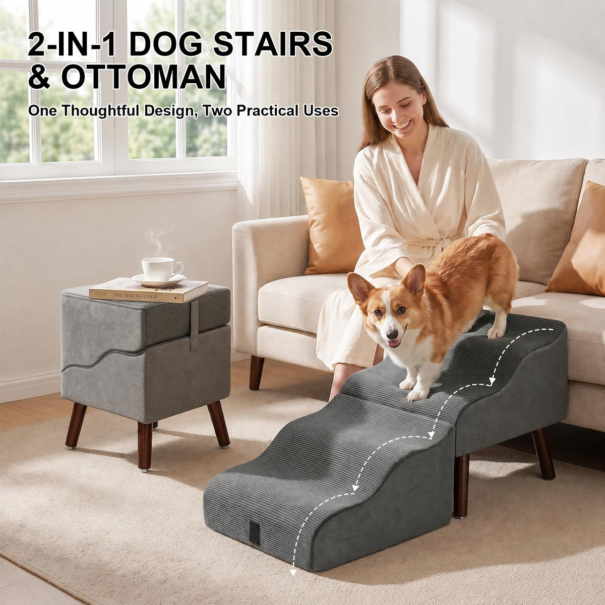 Foldable Pet Steps & Ottoman S840
