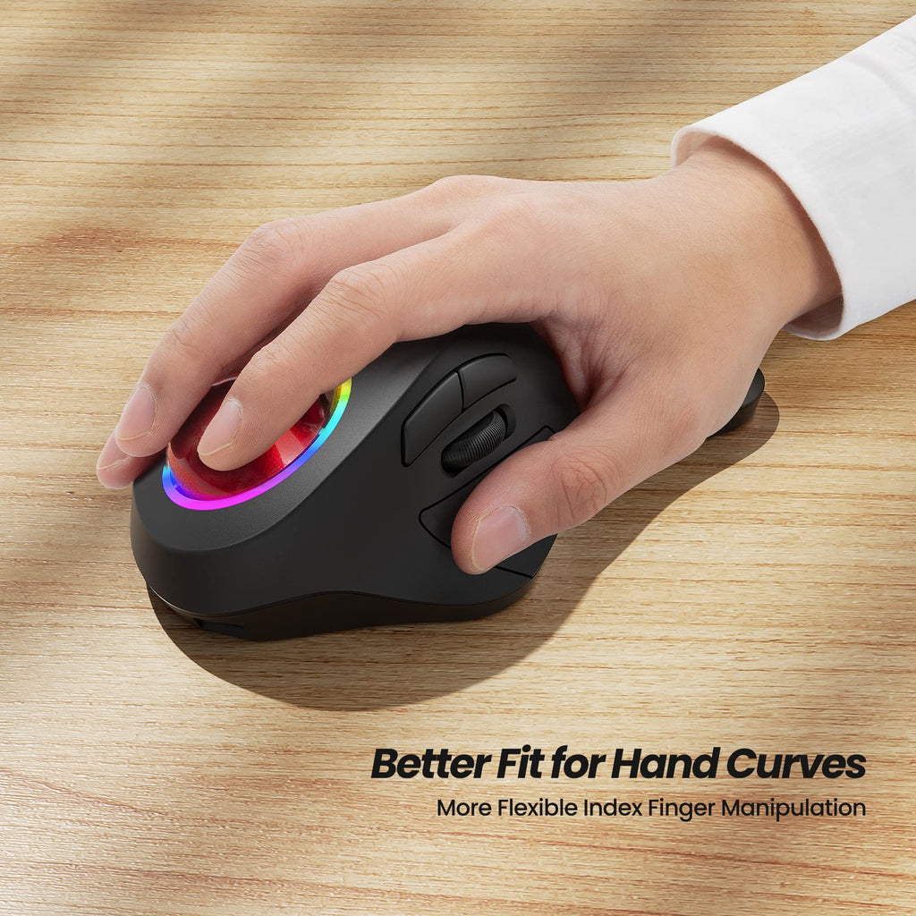 Wireless Ergonomic RGB Trackball Mouse F942552