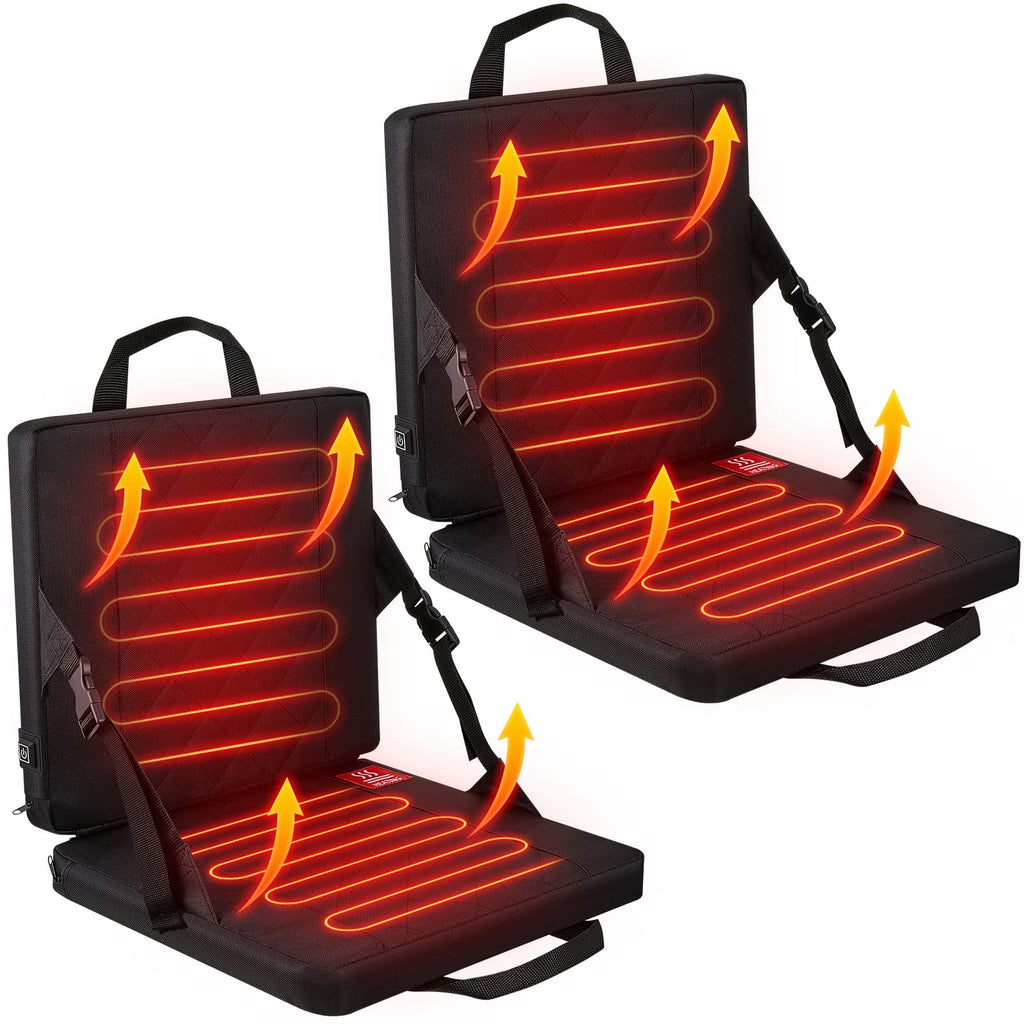2 Pcs Portable Heated Seat Cushion 3 Level Adjustable Foldable S4769
