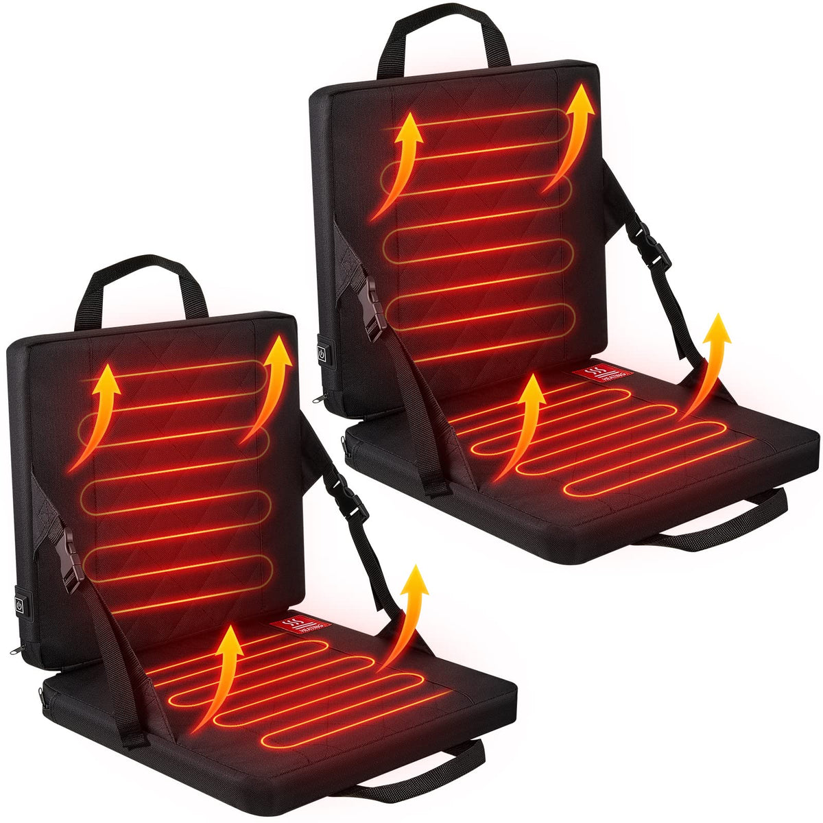 2 Pcs Portable Heated Seat Cushion 3 Level Adjustable Foldable S4769