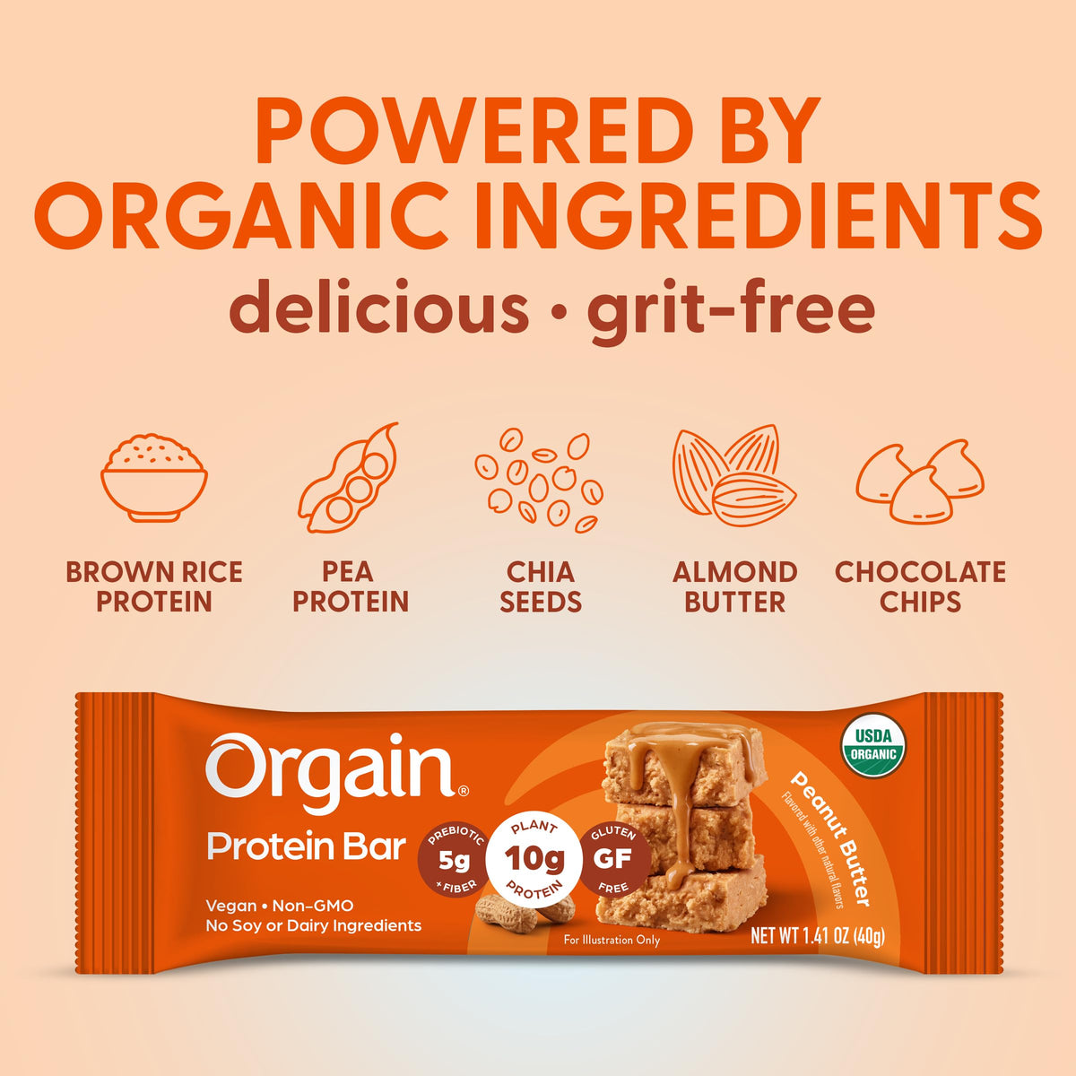 Organic Vegan 10g Protein Bars Peanut Butter 12 Pk D5129