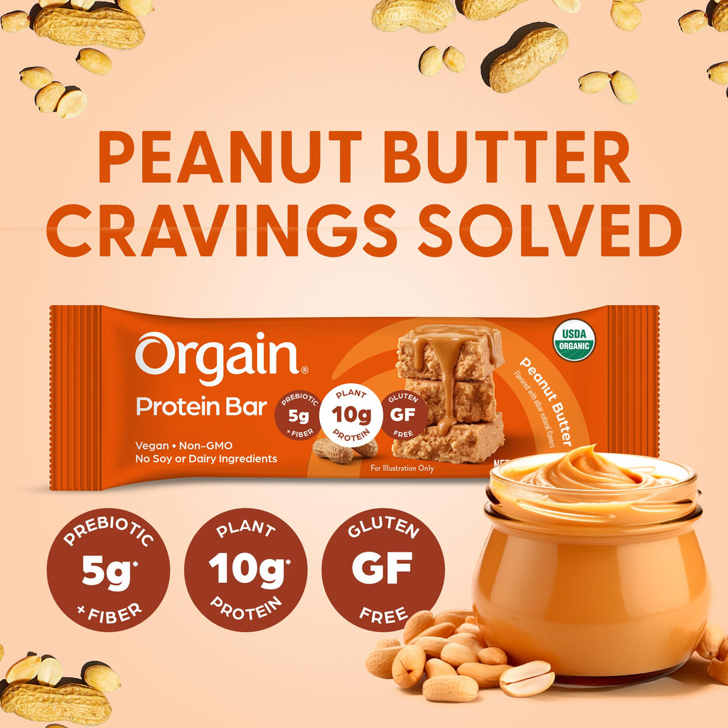Organic Vegan 10g Protein Bars Peanut Butter 12 Pk D5129