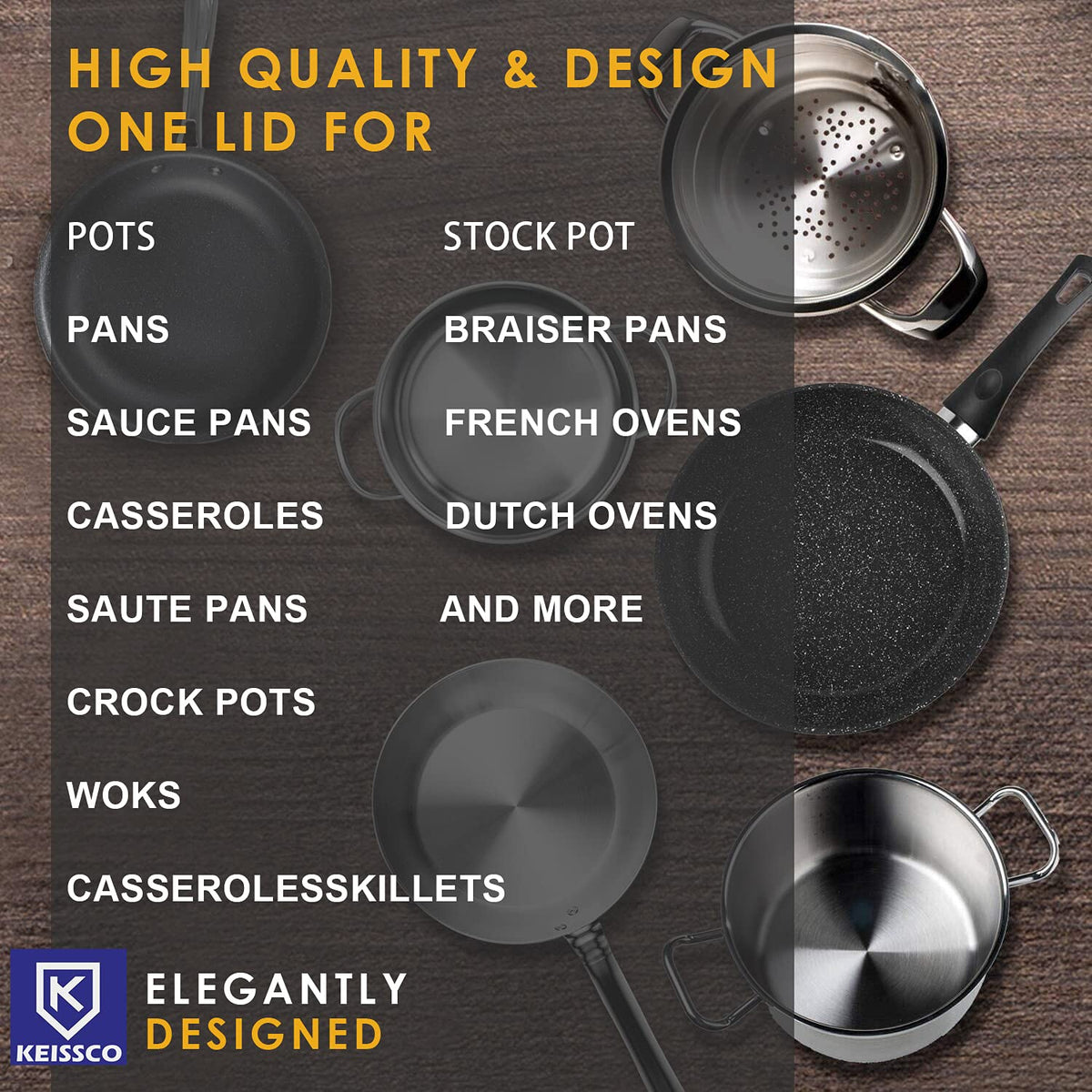 Stainless Steel Universal Lid for Pots, Pans and Skillets G2633