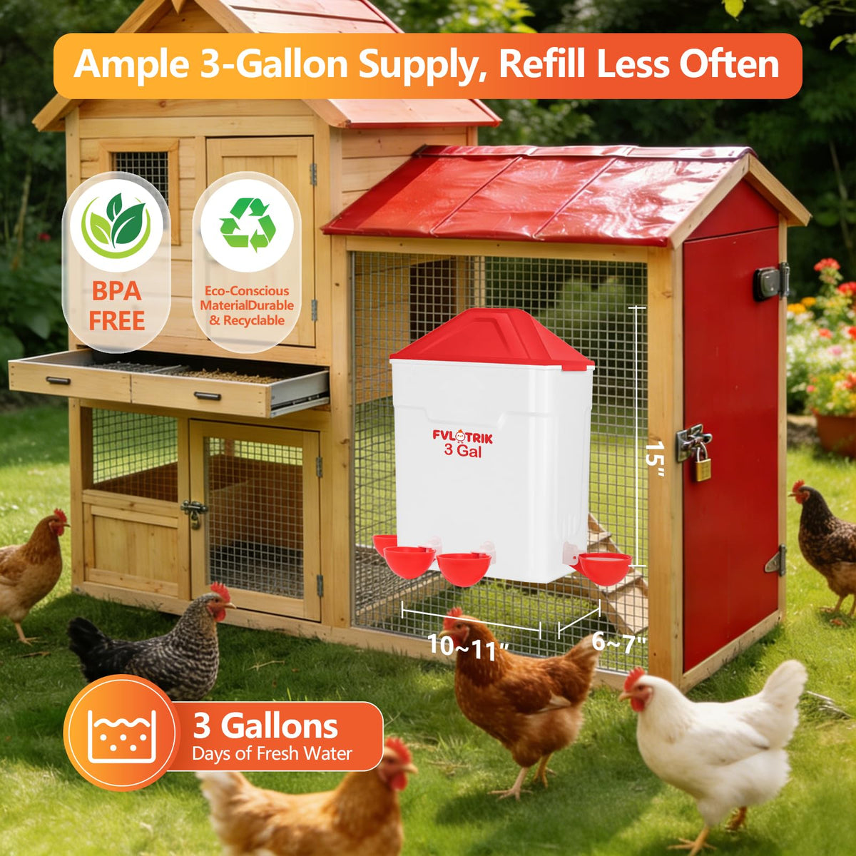 3 Gallon Chicken Waterer and Feeder Set K7697