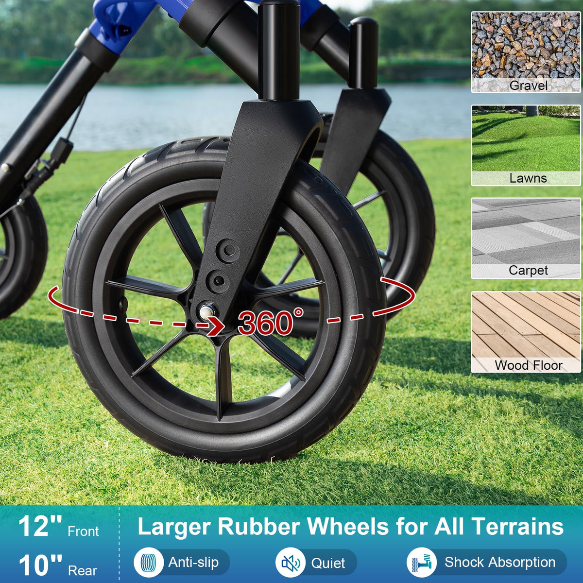 Blue Foldable Tall Walker with Seat X17934