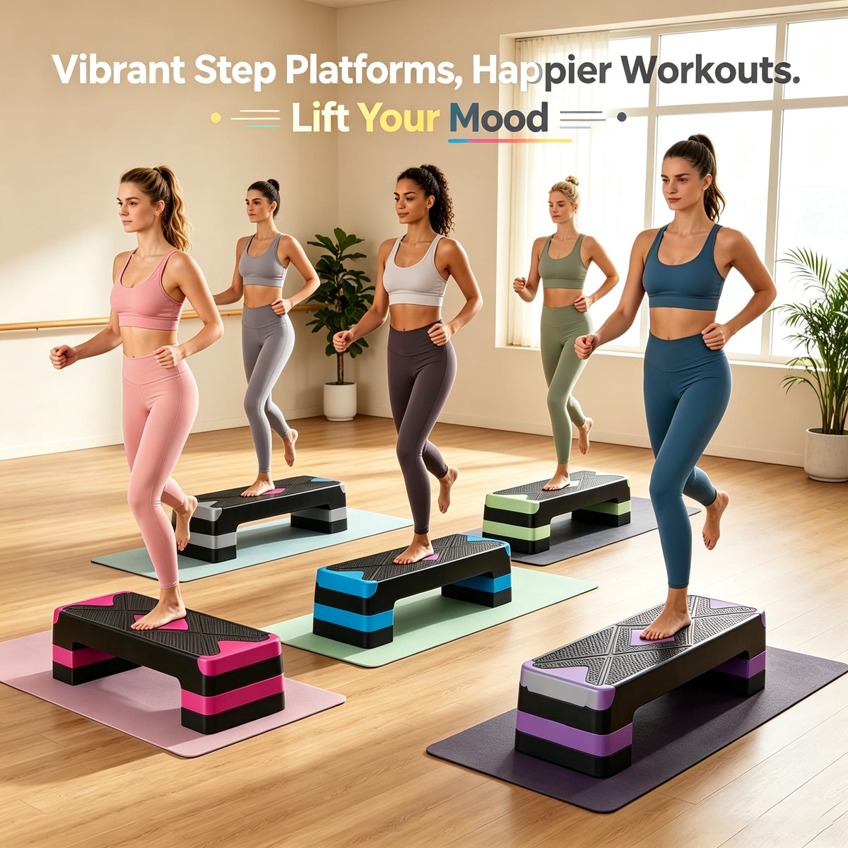 28-Inch Height Adjustable Aerobic Step Platform with 4 Risers W8436