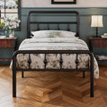 16 Inch Twin Metal Platform Bed with Headboard and Footboard Z334