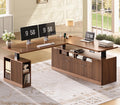 L Shaped Electric Standing Desk with 4 Drawers Q464