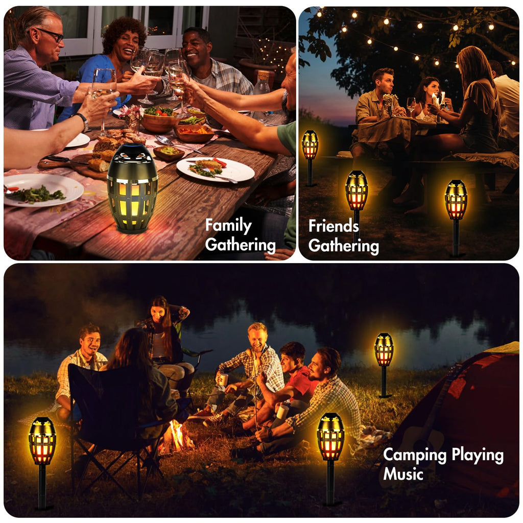 2 Pack Outdoor Bluetooth Flame Speakers with Stakes Y12266
