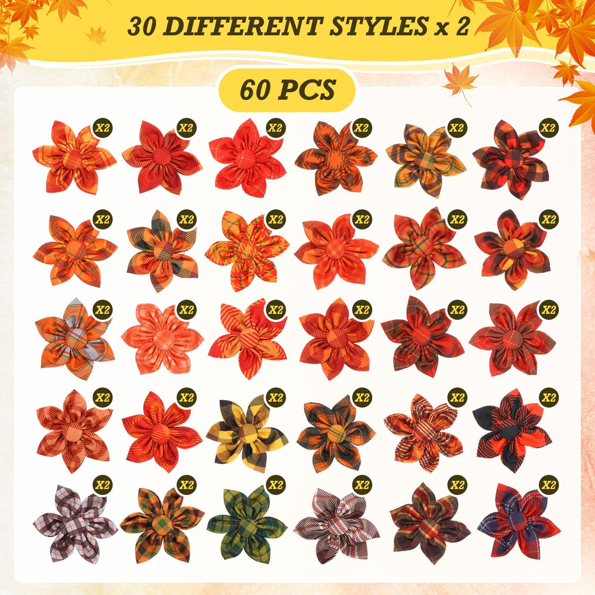 60 Pcs Fall Dog Collar Y28096