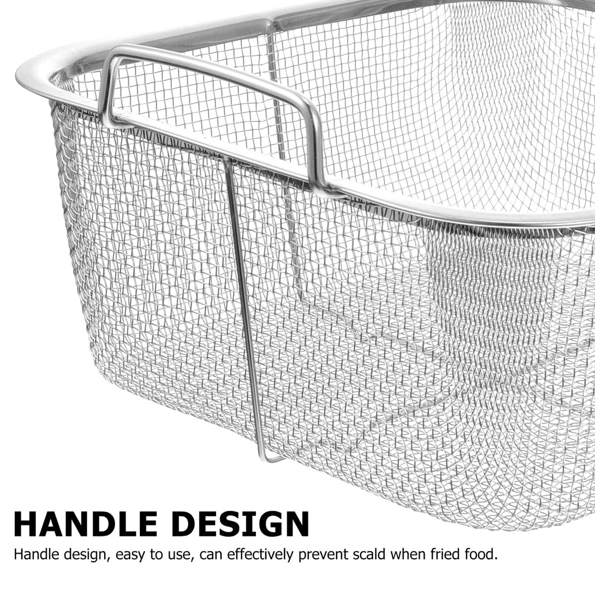 8 Inch Square Stainless Steel Wire Fry Basket with Folding Handle B9443