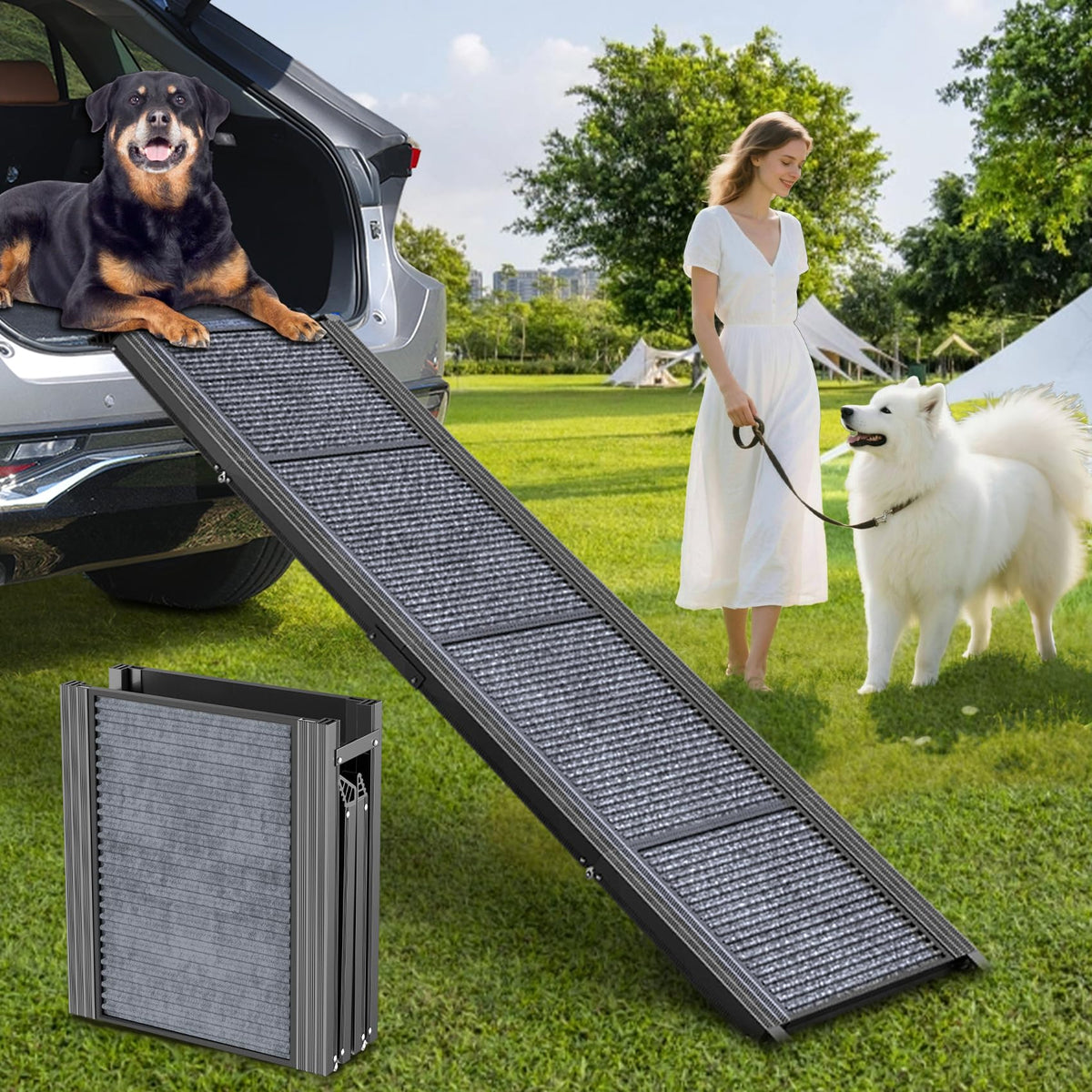 63" L × 17" W Lightweight Foldable Dog Ramp F951