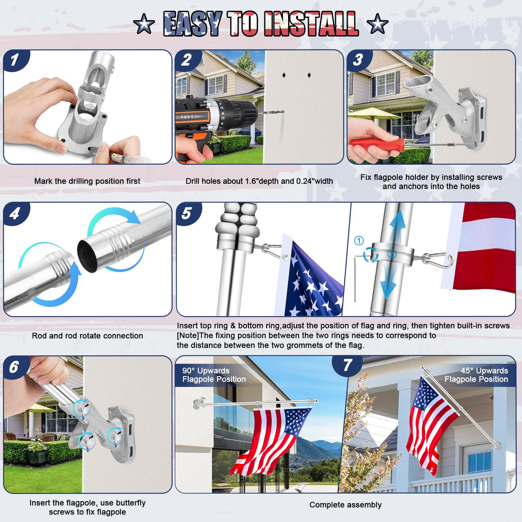 6 FT Stainless Steel Spinning Flag Pole N2662
