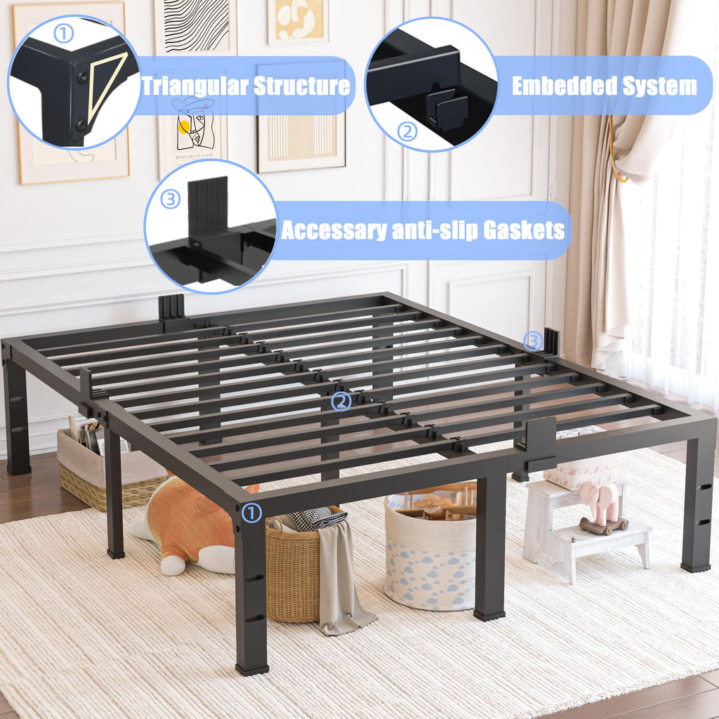 Queen Size 18 inch Heavy Duty Metal Platform Bed Frame R1900