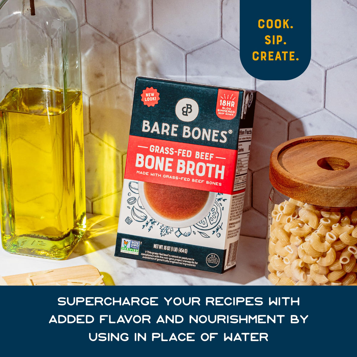 Grass-Fed Beef Bone Broth 16oz 8 Pack M34350