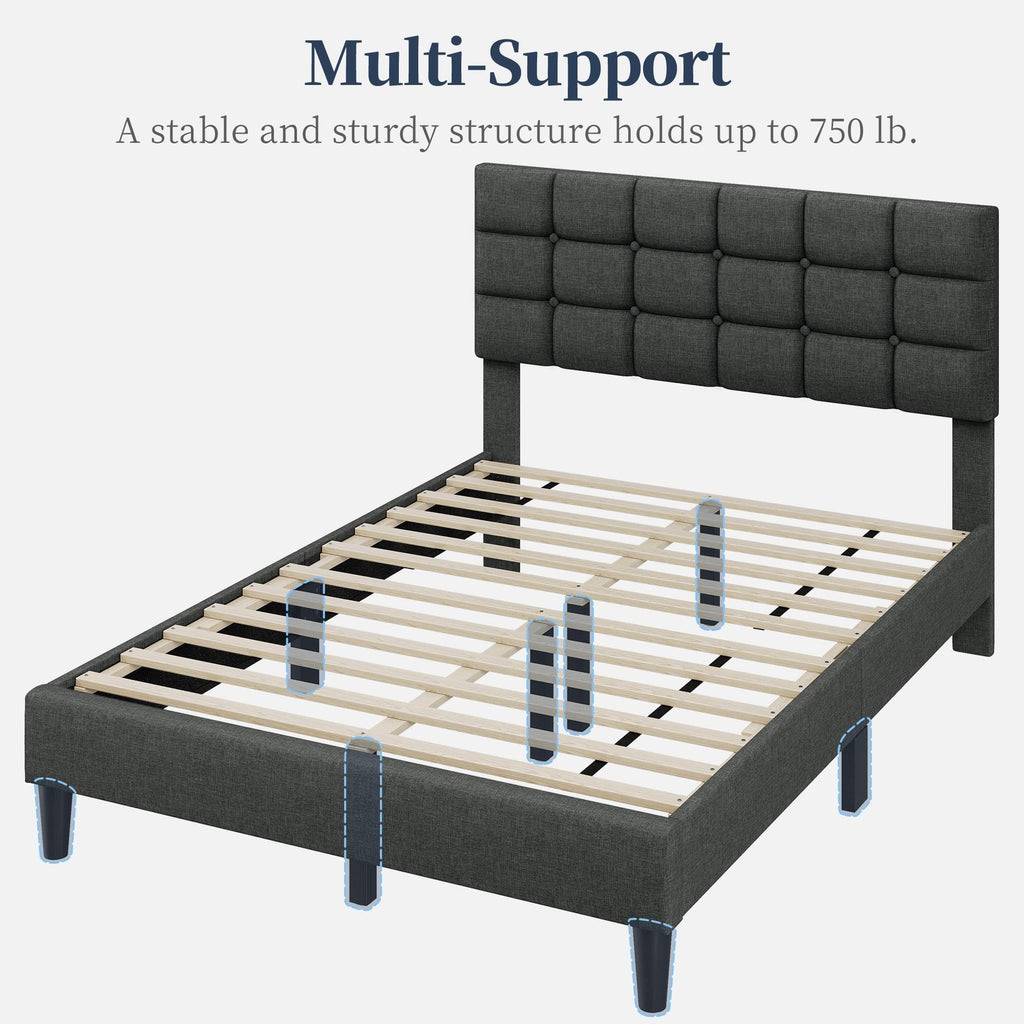 Full Size Upholstered Tufted Bed Frame with Headboard A8529