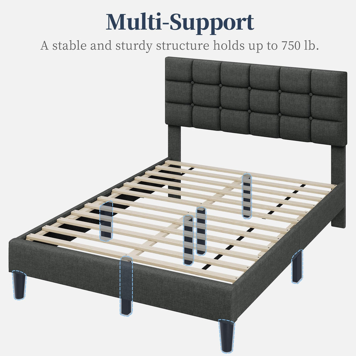 Full Size Upholstered Tufted Bed Frame with Headboard A8529