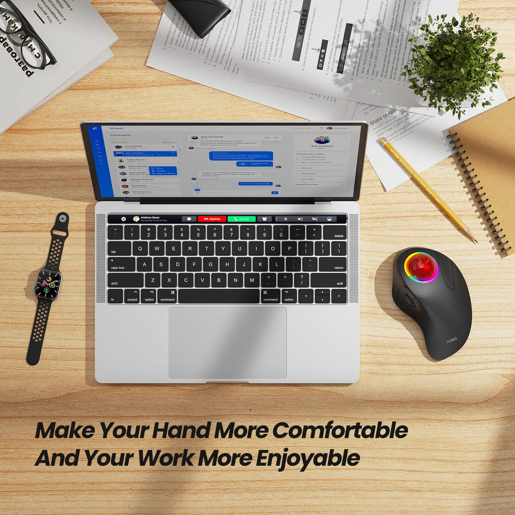 Wireless Ergonomic RGB Trackball Mouse F942552