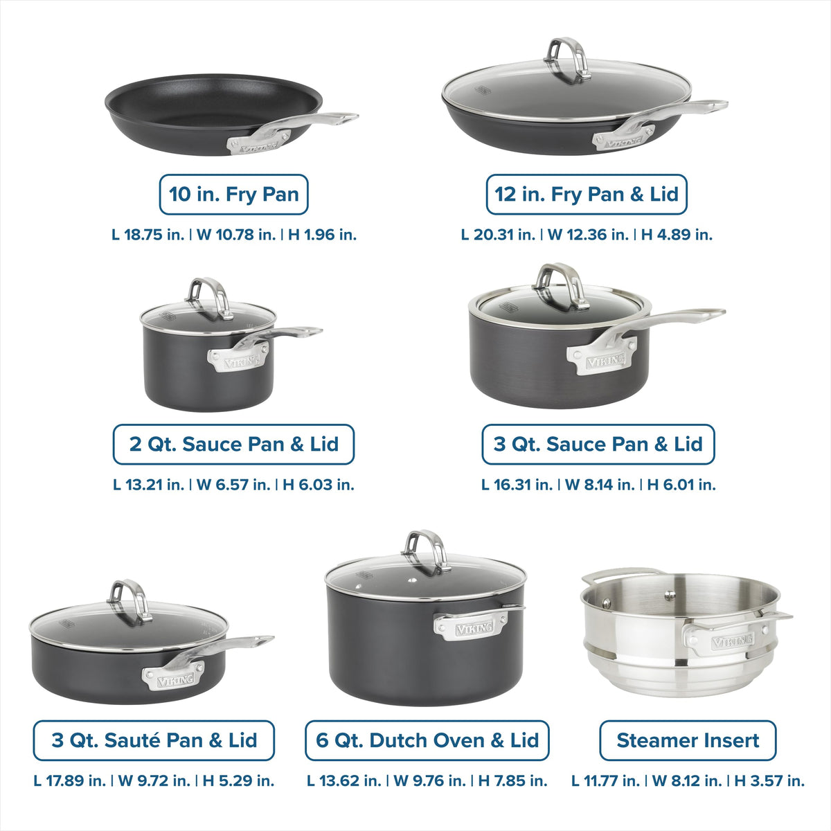 12 Piece Hard Anodized Ceramic Nonstick Cookware Set L811