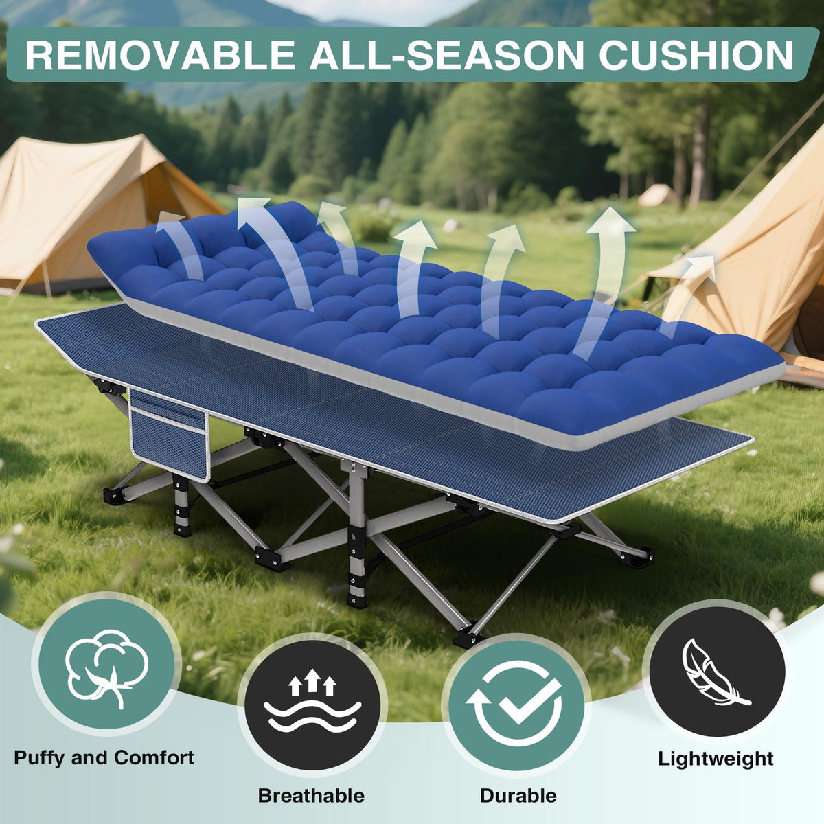 Folding Camping Cot with Mattress and Carry Bag O63368