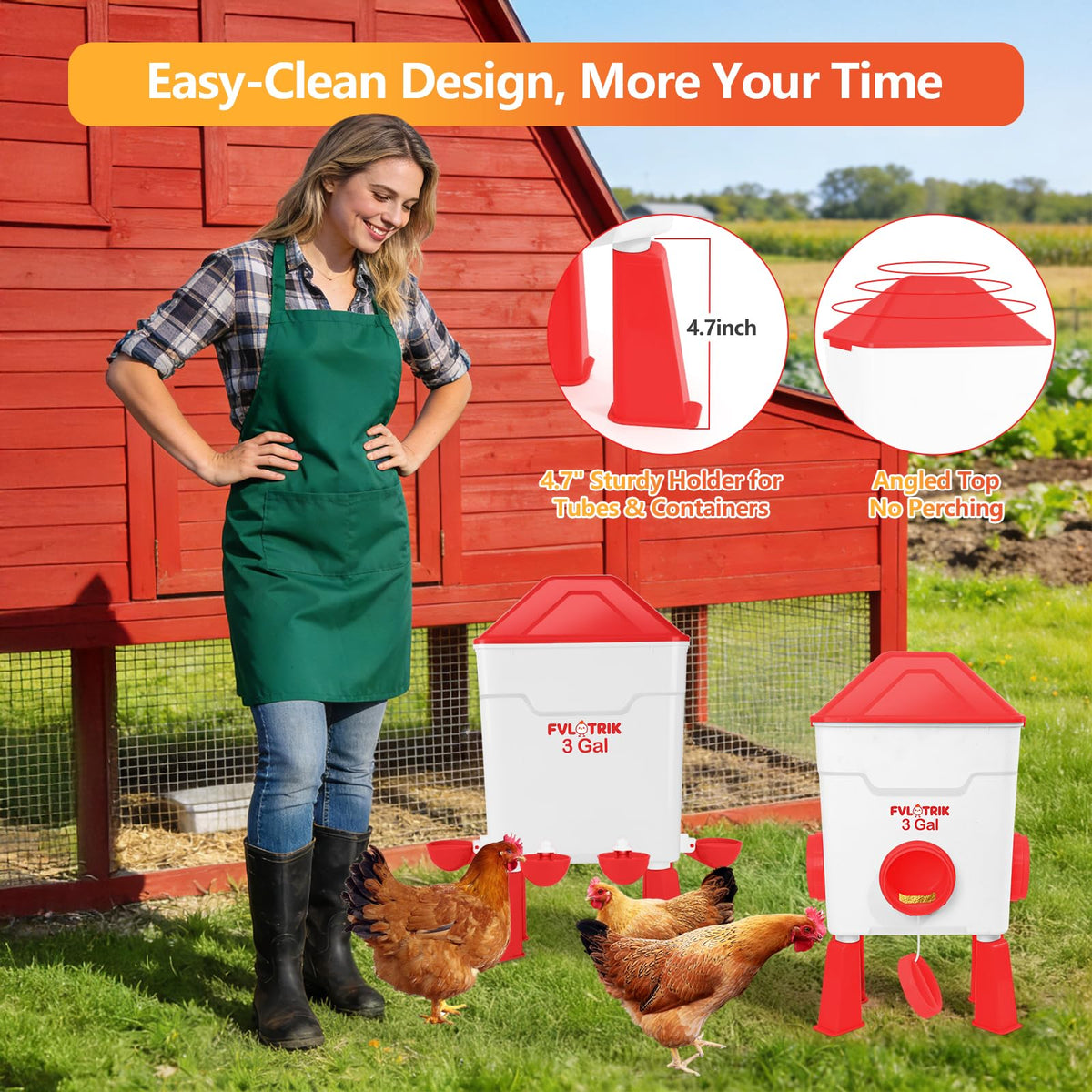 3 Gallon Chicken Waterer and Feeder Set K7697