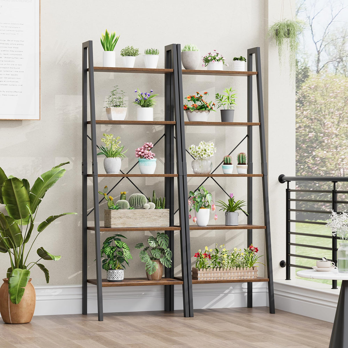 5-Tier Ladder Bookshelf with Metal Frame L950