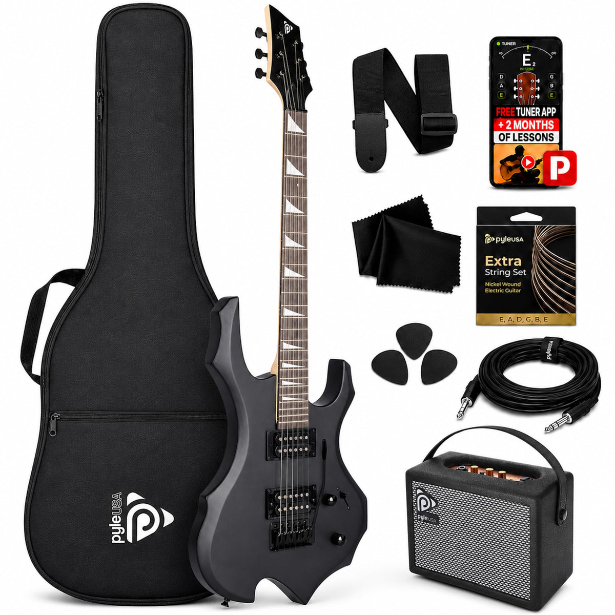 Black Electric Guitar with Amplifier Kit X715