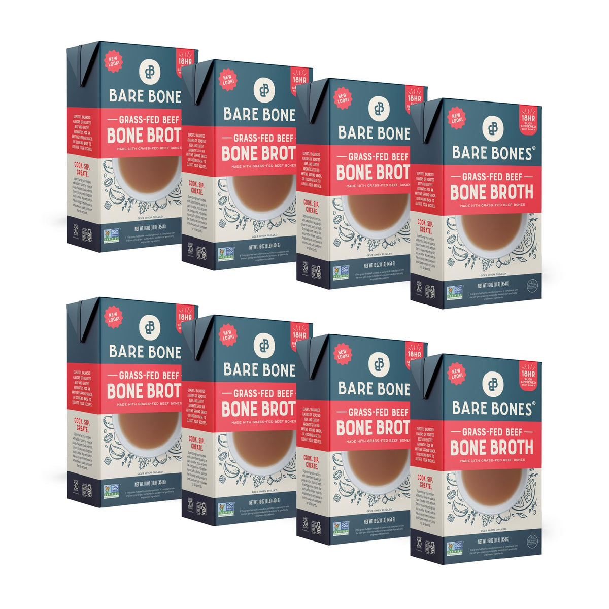 Grass-Fed Beef Bone Broth 16oz 8 Pack M34350