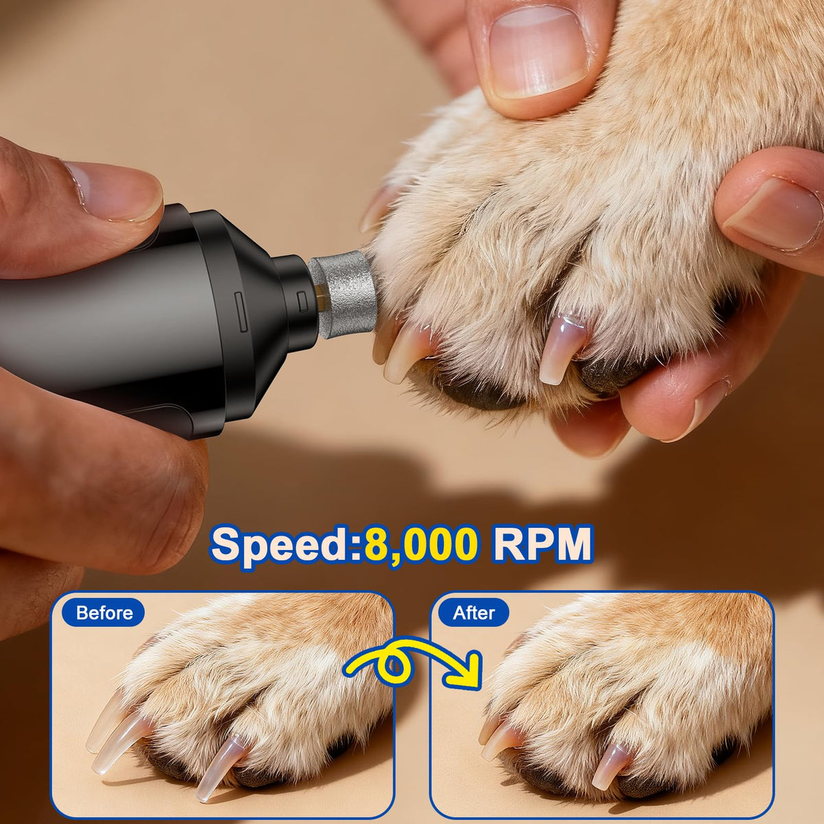Quiet Low-Vibration Dog Nail Grinder Black M6825
