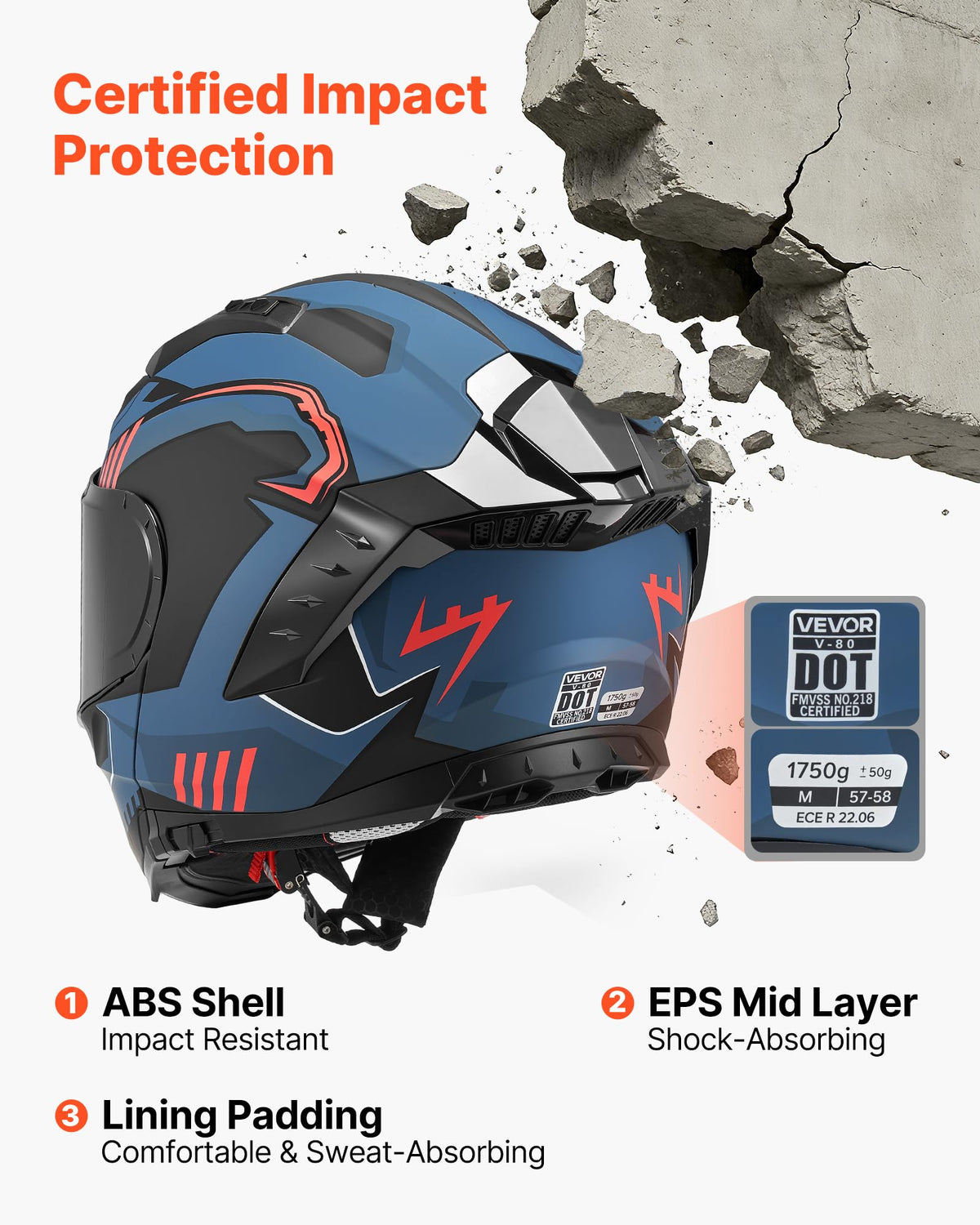 DOT Approved Adult Motocross Helmet with Clear Visor Q808012
