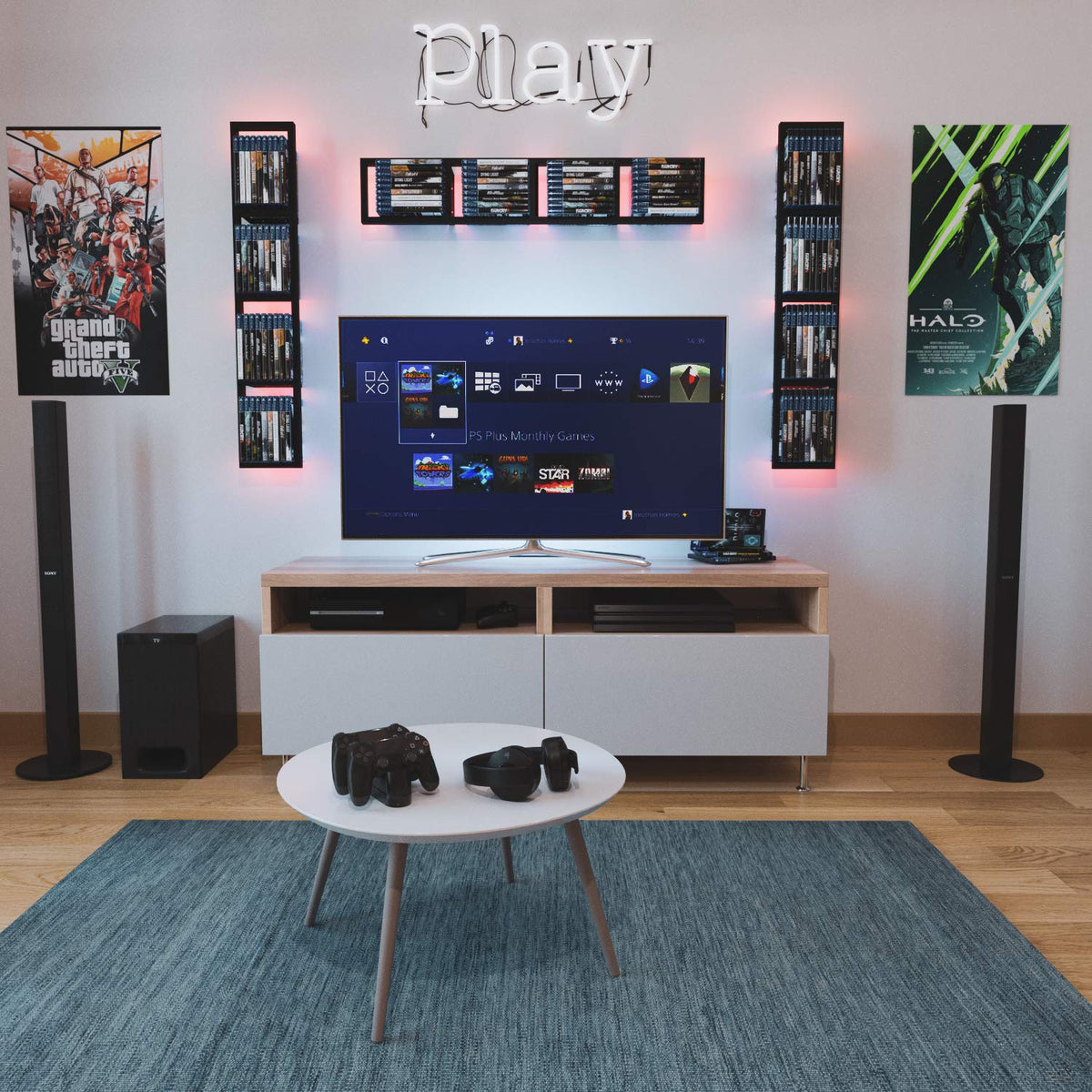 Black 34 Inch Floating Shelves Set of 3 H986