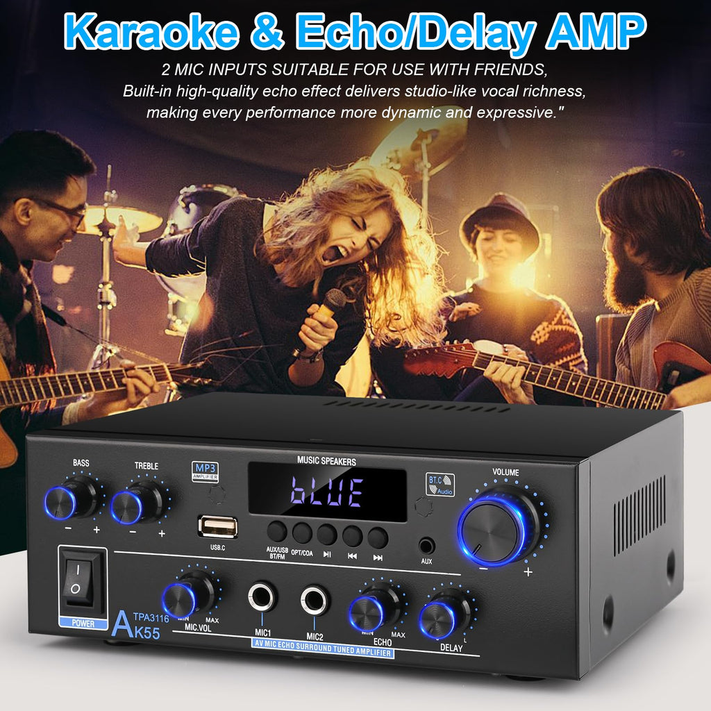 500W 2 Channel Bluetooth Stereo Audio Amplifier O533