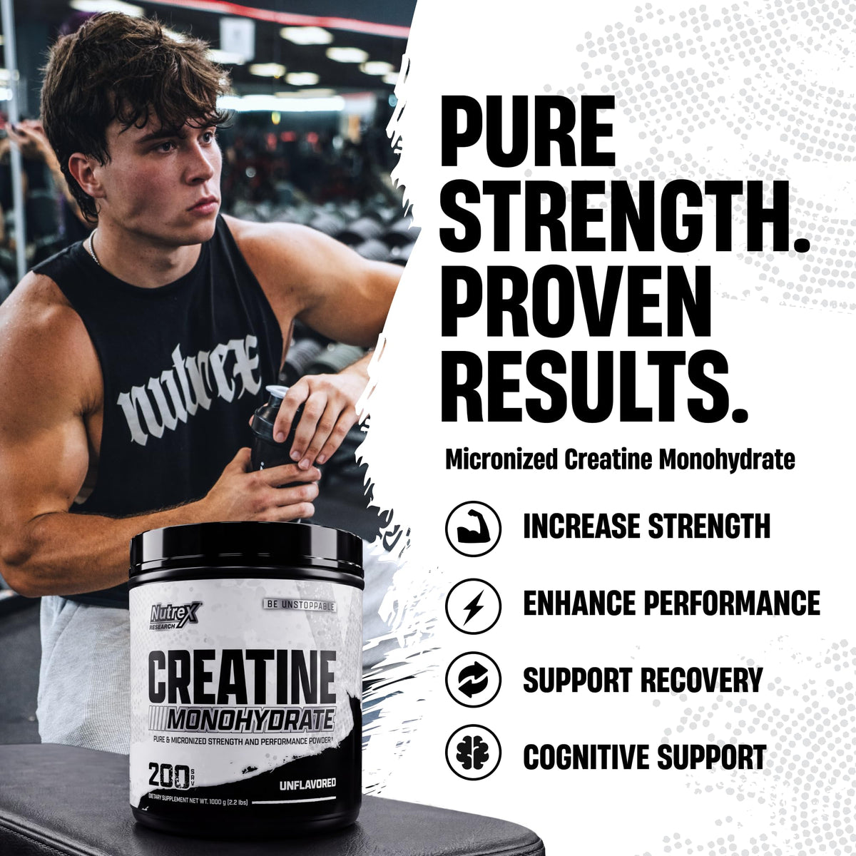 Micronized Creatine Monohydrate Powder 200 Servings 1KG Unflavored V266