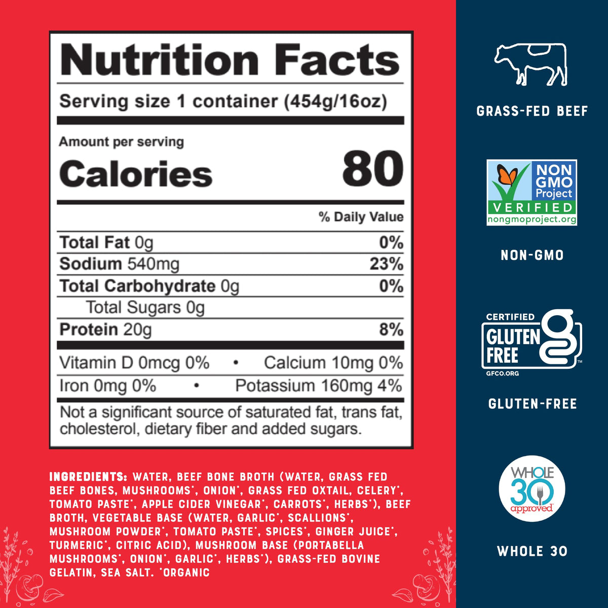 Grass-Fed Beef Bone Broth 16oz 8 Pack M34350